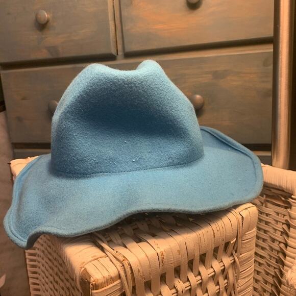 NWT DEADSTOCK VINTAGE 90'S 100% WOOL FLOPPY BLUE HAT HIPPIE BOHO - Picture 3 of 8